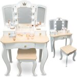 Coiffeuse enfant xxl - mamabrum - mam240 dresser - miroir led - bois - 2 - en - 1 bureau