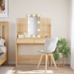 Maisonchic - coiffeuse avec lumires led, table console, table de maquillage chne sonoma 96x40x142 cmloi7764 ...