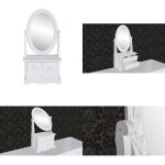 Coiffeuse avec miroir pivotant ovale mdf - table de toilette - coiffeuse - vanity table - miroir pivotant ...