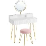 Coiffeuse avec miroir pivotant et tabouret miroir coiffeuse avec �clairage et multiprise tabouret rembourr� ...