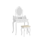Lunsy - coiffeuse avec miroir style moderne table de maquillage et tabouret, miroir ovale + 2 tiroirs ...