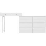 Coiffeuse (sans chaise ni miroir), y compris buffet extractible, meuble de rangement 180x40x85cm, trois ...