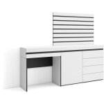 Skraut home - coiffeuse, table maquillage, rangement, 177x145x35 cm, avec tiroir, commode, buffet, panneaux ... Skraut home - coiffeuse, table maquillage, rangement, 177x145x35 cm, avec tiroir, commode, buffet, panneaux ...