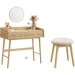 Coiffeuse avec tabouret, avec �clairage, pouf rond, style boh�me, bohoven collection, pour chambre, pour ...
