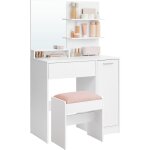 Vasagle - coiffeuse, tabouret de coiffeuse, table de maquillage avec miroir, 2 tagres ajustables derrire ...