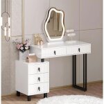 Woltu - coiffeuse miroir led - �clairage r�glable - table de maquillage avec plateau brillant - tiroirs ...