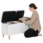 Colamy pouf rond en tissu avec couvercle  plateau rversible ? repose - pieds multifonction, rangement ...