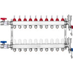 Collecteur de chauffage radiant 10 branches, kit collecteur tubes pex 1, 27 cm en acier inoxydable, avec ...