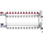 Collecteur de chauffage radiant 12 branches, kit collecteur tubes pex 1, 27 cm en acier inoxydable, avec ...
