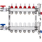 Collecteur de chauffage radiant 6 branches, kit collecteur tubes pex 1, 27 cm en acier inoxydable, avec ...
