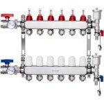 Collecteur de chauffage radiant 6 branches, kit collecteur tubes pex 1, 27 cm en acier inoxydable, avec ...