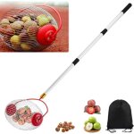 Collecteur de noix, ramasse fruit avec tige tlescopique rglable, rouleau ramasse noix avec sac de rangement, ...