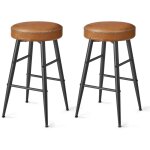 Collection ekho tabouret de bar lot de 2 chaise de cuisine sige haut en pu avec coutures hauteur assise ...