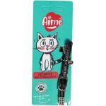 Collier pour chat - aime - ajustable 18 - 28 cm - nylon avec grelot en argent - noir strass