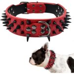 Collier pour chien, collier clout�, collier en cuir � pointes, collier pour chien avec anneau de s�curit�, ...