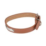 Collier pour chien en cuir 'plaque' 50cm cognac Collier pour chien en cuir 'plaque' 50cm cognac