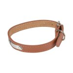 Collier pour chien en cuir 'plaque' 60cm cognac