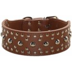 Fei yu - collier de chien en cuir pu clout (marron xs)