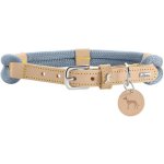 Collier pour chien - hunter - malia - corde souple - cuir robuste - bleu pigeon / naturel