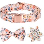Kinsi - collier pour chien avec noeud papillon dtachable et motif floral grav, collier pour chien avec ...