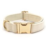 Collier pour chien en velours c�tel� naturel ultra - doux, blanc cr�me, pour chiens de taille moyenne ...