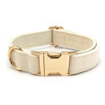 Collier pour chien en velours c�tel� naturel ultra - doux, blanc cr�me, pour chiens de taille moyenne ...