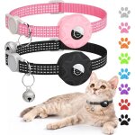 Collier gps pour chat (amovible, avec clochette) (noir, rose) pile bouton