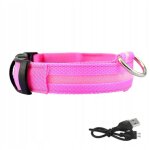 Collier led �tanche pour chien avec c�ble usb rose xl 52 - 60 cm