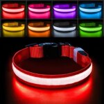 Collier lumineux chien, clignotant led chien rechargeable 7 couleurs avec 9 modes d'clairage, fluorescent ...