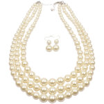 Collier ras - de - cou � perles superpos�es pour femme, style pearl fashion.