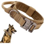 Collier tactique pour chien, collier militaire r�glable en nylon avec poign�e de contr�le, laisse r�tractable ...