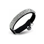 Collier en velours doux rglable pour chat avec strass et clochettes
