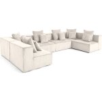 Lisa design - colombine - canap modulable panoramique - 7 places - en velours ctel - beige