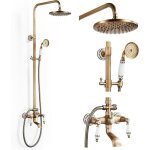 Colonne de douche laiton r�tro avec mitigeur, syst�me de douche ensemble de douche kit de douche mural ...