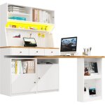 Colonne de cuisine 137x45x178cm - 2 portes + 3 tiroirs + 11 �tag�res - meuble haut - buffet polyvalent ...