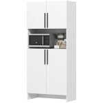 Colonne de cuisine - garde - manger avec �tag�res et support four micro - ondes - armoire blanche en ...
