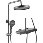 Colonne douche 3 fonctions ensemble de douche mural gris syst�me kit de douche avec douche de t�te rond, ...