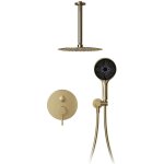 Colonne de douche, 30 x 30 cm pommeau de douche � effet pluie or bross�, ensemble de douche pluie r�glable ...