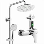 Colonne de douche chrom� avec mitigeur m�canique et affichage led, douche hauteur r�glable(750?1050 mm) ...