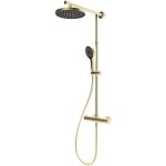 Schulte - colonne de douche dorée avec thermostat intégré, 42 x 92 cm douchette à main ronde, pommeau ... Schulte - colonne de douche dorée avec thermostat intégré, 42 x 92 cm douchette à main ronde, pommeau ...