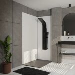 Colonne de douche effet pluie - 140x20cm - acier inoxydable brossé noir mat Colonne de douche effet pluie - 140x20cm - acier inoxydable brossé noir mat