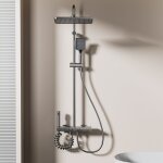 Colonne de douche gris avec lcd affichage temp�rature d'eau - systeme de douche piano montage mural ensemble ...