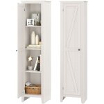 Colonne de douche h183 cm avec 4 �tag�res, armoire de salle de bain avec placard � porte, gain de place, ...