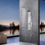 Colonne de douche hydromassage elbe en acier inoxydable 304, sans mitigeur, avec 3 jets et douchette, ...