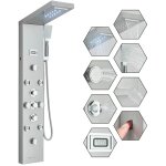 Colonne de douche hydromassante led en acier inoxydable avec 8 hydromassante buses massants, 2 modes ...