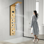 Systme de tour de panneau de douche led rainfall avec 6 jets de massage colonne de douche avec jets ...