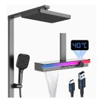 Esip - colonne de douche avec mitigeur, gris colonne douche led affichage temp�rature ensemble set de ...