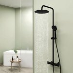 Colonne de douche avec mitigeur mcanique - douchette 3 jets - hauteur rglable - noir - biubiubath