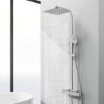 Colonne de douche avec mitigeur mcanique, douchette avec douche de tte carre 25x25cm et 3 jets - acezanble ...