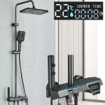 Colonne de douche avec mitigeur mural - design piano, lumires led et cran de temprature, systeme de ...